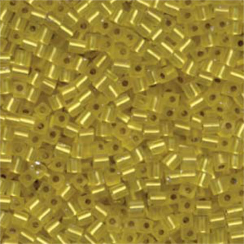 Miyuki 3mm (SB3) Square Bead - SB3-6F - Matte Silver Lined Yellow - 250gm Bag
