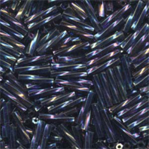 Miyuki 12mm Twisted Bugle Bead - TW2712-455 - Variegated Blue Iris - 250gm Bag