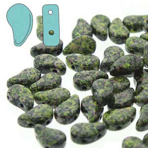 Paisley Duo 8mm x 5mm - Jet Green Pink Confetti - PD8523980-24403 - 100gm Bag