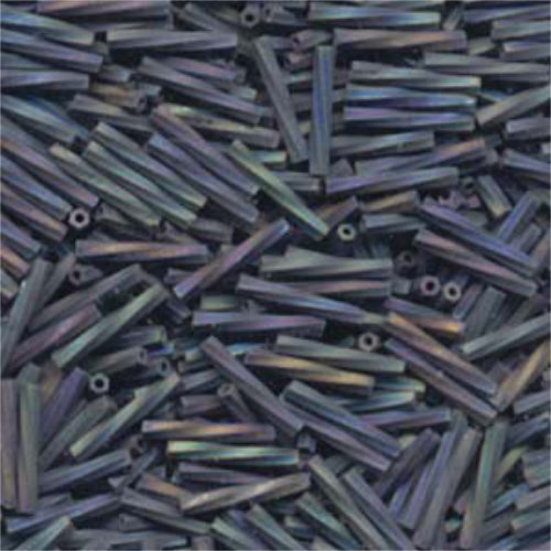 Miyuki 12mm x 2mm Twisted Bugle Bead - TW2012-401FR - Matte Black AB - 250gm Bag