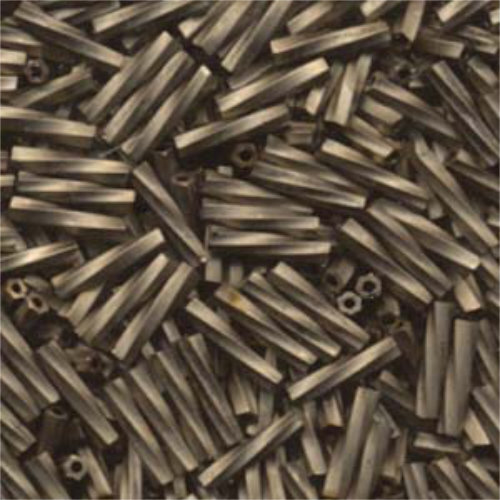 Miyuki 12mm Twisted Bugle Bead - TW2712-1275 - Antiqued Gold Matte Transparent Black - 250gm Bag