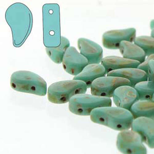 Paisley Duo 8mm x 5mm - Turquoise Green Travertine - PD8563130-86805 - 100gm Bag