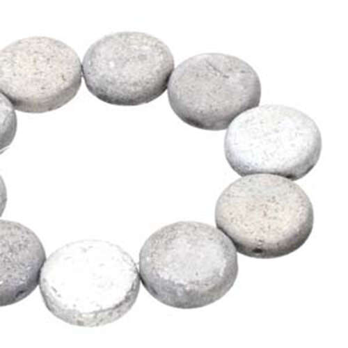 14mm 2 Hole Coin Bead - 10 Bead Strand - Etch - Labrador - CN14-23980-27080