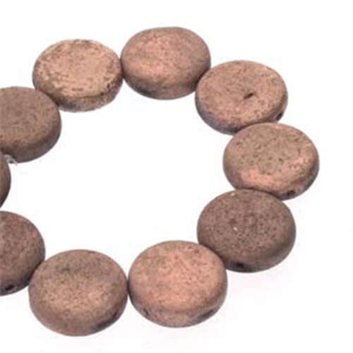 14mm 2 Hole Coin Bead - 10 Bead Strand - Etch - Capri - CN14-23980-27183
