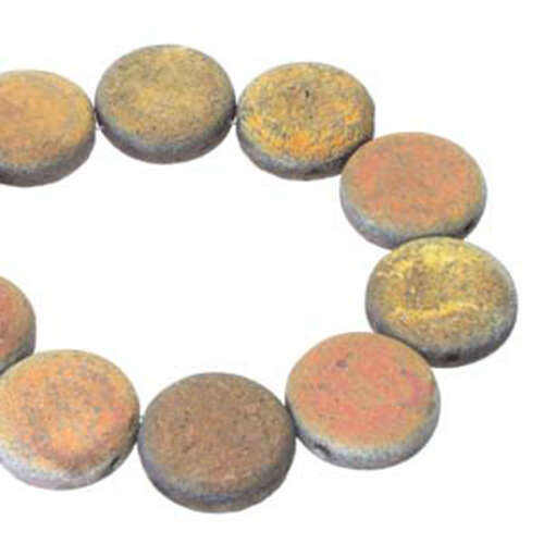 14mm 2 Hole Coin Bead - 10 Bead Strand - Etch - Marea - CN14-23980-28083