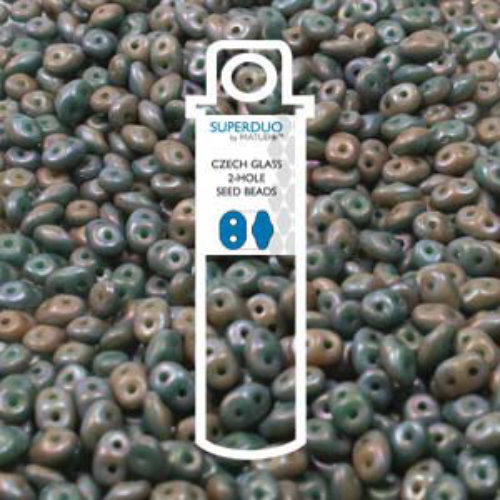 Super Duo 2.5mm x 5mm - DU0563132-85001 - Matte Duet Opaque Green Turquoise Ivory Nebula - 22.5gm Tube