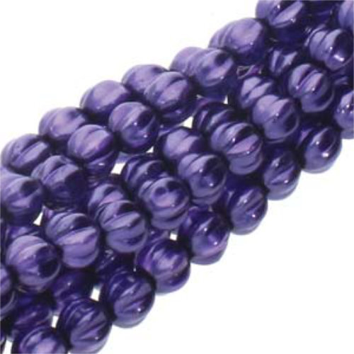 4mm Purple Melon Round Beads - 120 Bead Strand - 70038C