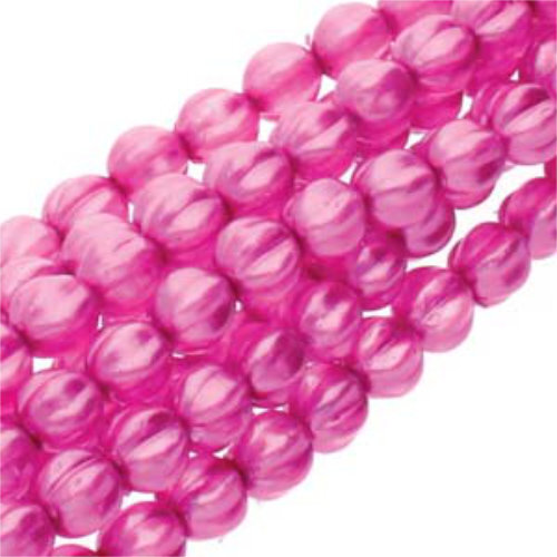 4mm Hot Pink Melon Round Beads - 120 Bead Strand - 70495C
