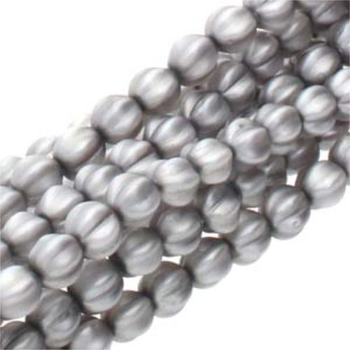 6mm Matte Silver Melon Round Beads - 75 Bead Strand - 70484M