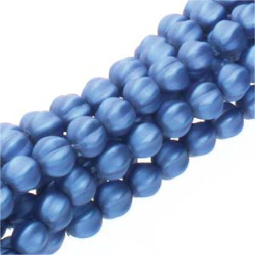 6mm Matte Persian Blue Melon Round Beads - 75 Bead Strand - 70037M