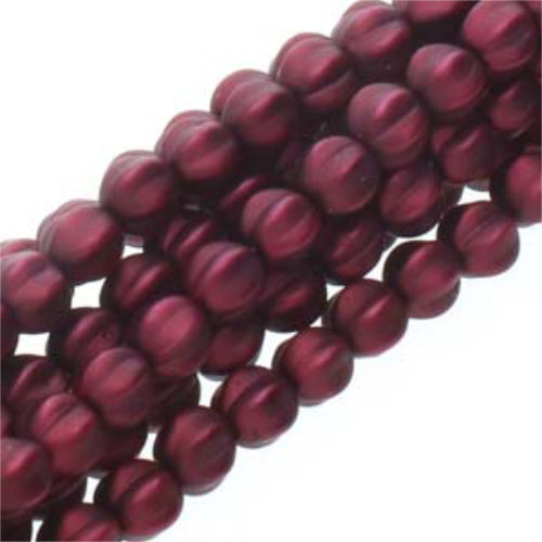 4mm Matte Burgundy Melon Round Beads - 120 Bead Strand - 17965M