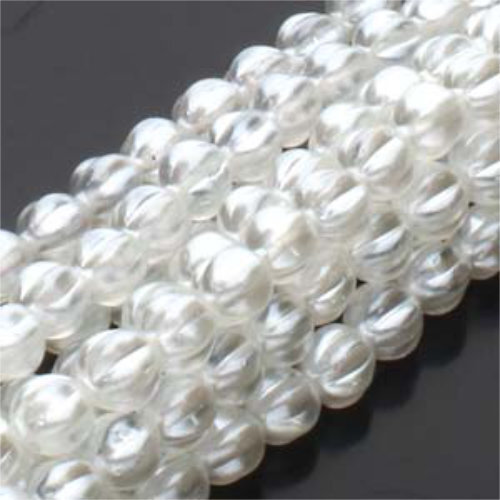6mm Bridal White Melon Round Beads - 75 Bead Strand - 70400C