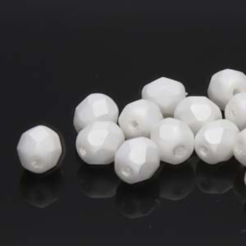 6mm Fire Polish Beads - Matte White Pearl 70400M - 75 Bead Strand