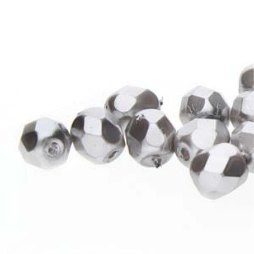 6mm Fire Polish Beads - Silver Pearl 70484 - 75 Bead Strand