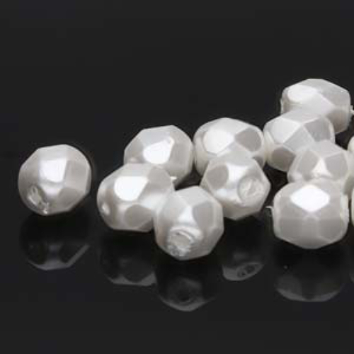 4mm Fire Polish Beads - White Pearl 70400 - 100 Bead Strand