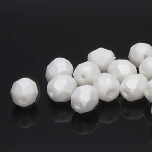4mm Fire Polish Beads - Matte White Pearl 70400M - 100 Bead Strand