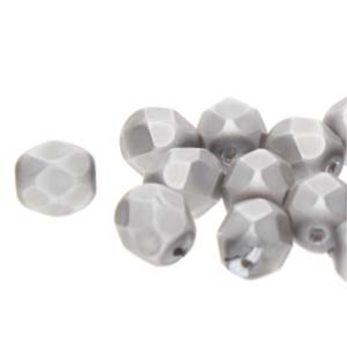 8mm Fire Polish Beads - Matte Silver Pearl 70484M - 75 Bead Strand