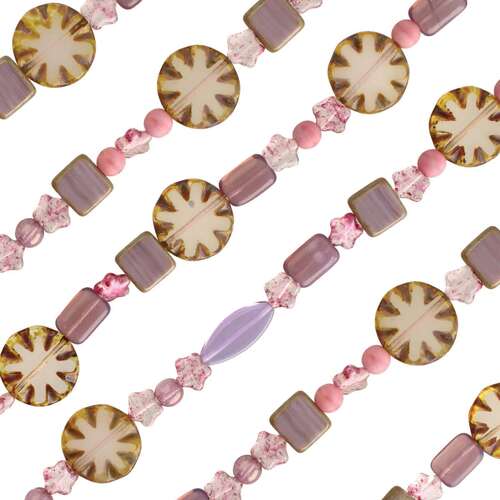 Czech Table Cut Glass Bead Strand - Purple Mix - TCMIXA-PURPLE