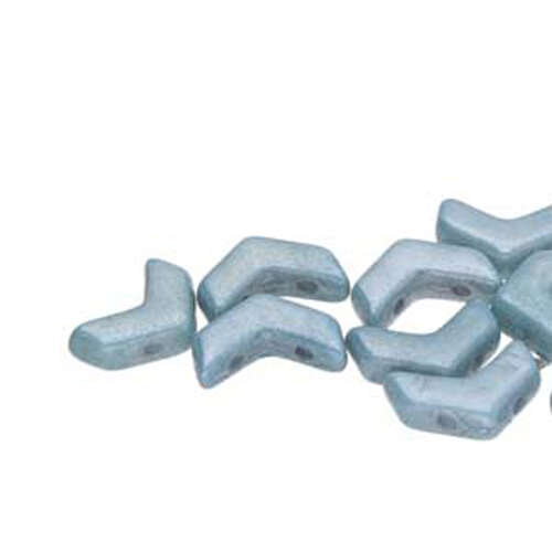 Chevron Duo Beads - 2 Hole - 30 Bead Strand - CHV10402010-14464 - White Blue Lustre