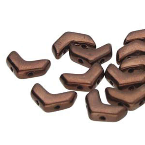 Chevron Duo Beads - 2 Hole - 30 Bead Strand - CHV10423980-14415 - Jet Bronze