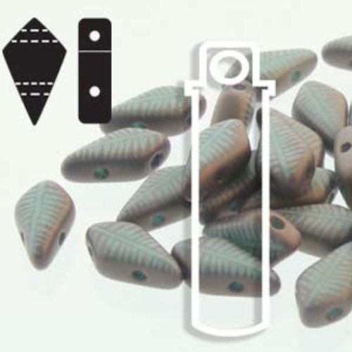 Kite 9mm x 5mm - KT9563120-84415F - Matte Turquoise Green Bronze Laser Feather - 24gm Tube