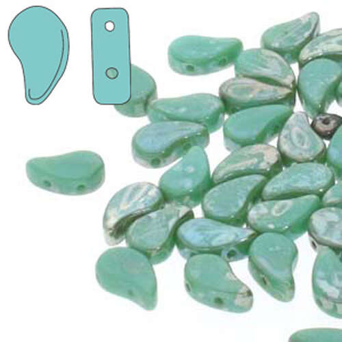 Paisley Duo 8mm x 5mm - Turquoise Green Rembrandt - PD8563130-43500 - 100gm Bag