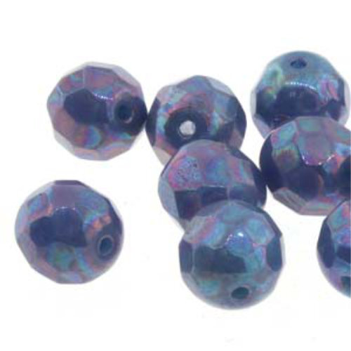 8mm Fire Polish Beads - Nebula Blue Turquoise 63030-15001 - 20 Bead Strand