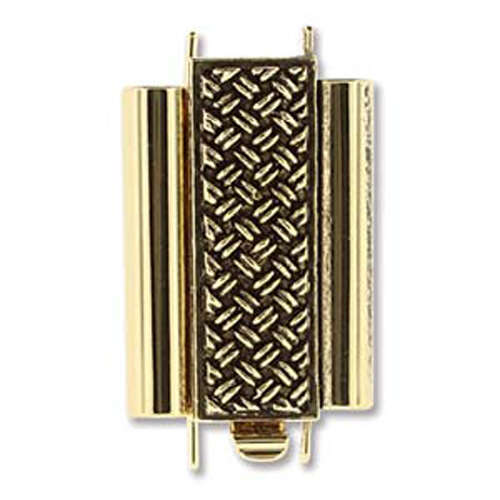Beadslide Clasp Cross Hatch - Antique Gold - CLSP207AG-22