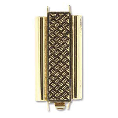 Beadslide Clasp Cross Hatch - Antique Gold - CLSP207AG-30