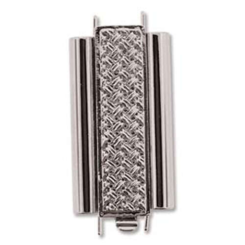 Beadslide Clasp Cross Hatch - Rhodium - CLSP207SP-30