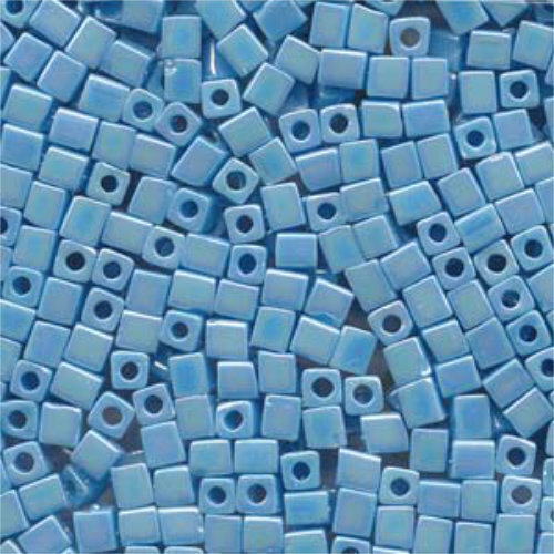 Miyuki 4mm (SB4) Square Bead - SB4-413R - Opaque Turquoise Blue AB - 250gm Bag