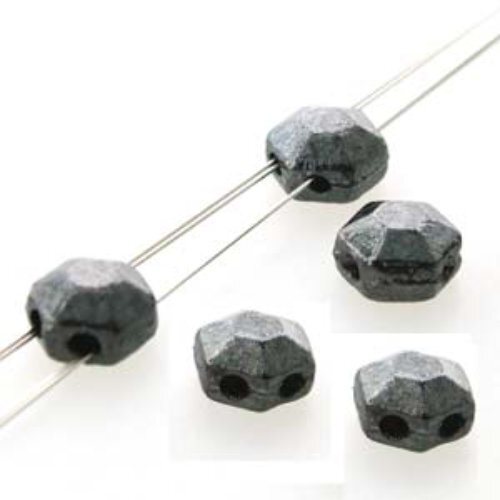 Honeycomb Chiseled Jewel 6mm - HCJ0623980-14400 - Jet Gunmetal - 30 Bead Strand
