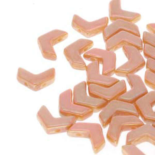 Chevron Duo Beads - 2 Hole - 30 Bead Strand - CHV10403000-29123 - Chalk Full Apricot