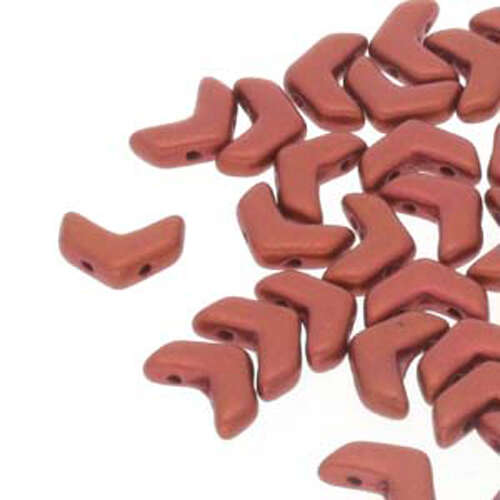 Chevron Duo Beads - 2 Hole - 30 Bead Strand - CHV10400030-01750 - Bronze Fire Red