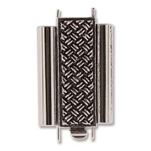 Beadslide Clasp Cross Hatch - Antique Silver - CLSP207AS-22