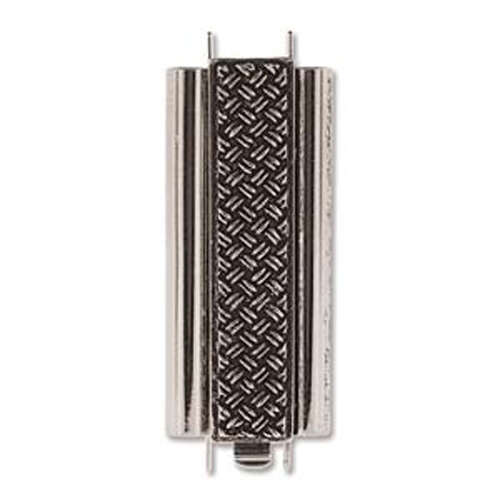Beadslide Clasp Cross Hatch - Antique Silver - CLSP207AS-36