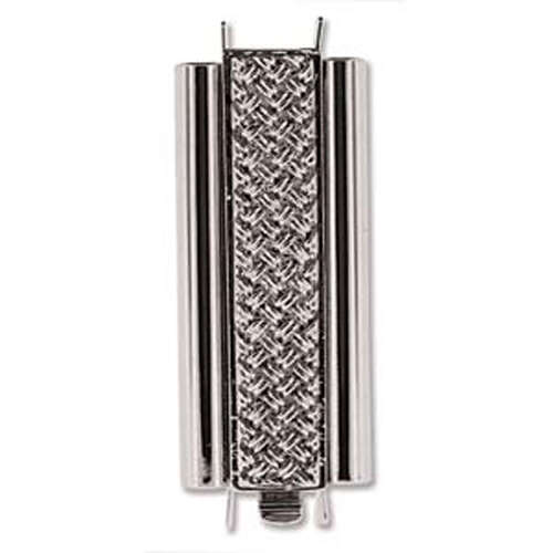 Beadslide Clasp Cross Hatch - Rhodium - CLSP207SP-36