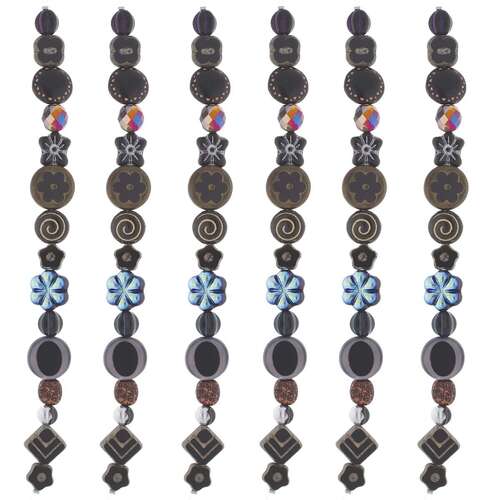Czech Table Cut Glass Bead Strand - Black Mix - TCMIX-BLACK