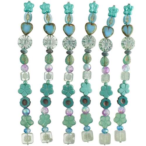 Czech Table Cut Glass Bead Strand - Sea Mix - TCMIX-SEA