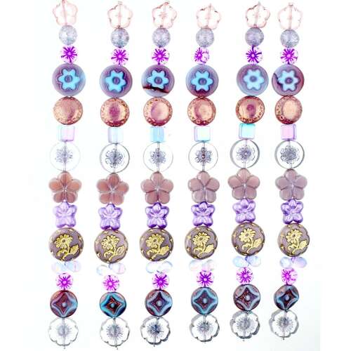 Czech Table Cut Glass Bead Strand - Purple Plus Mix - TCMIX-PURPLUS