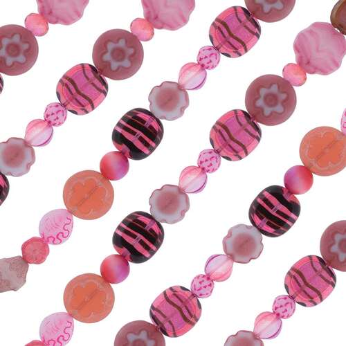 Czech Table Cut Glass Bead Strand - Pink Plus Mix - TCMIX-PINKPLUS
