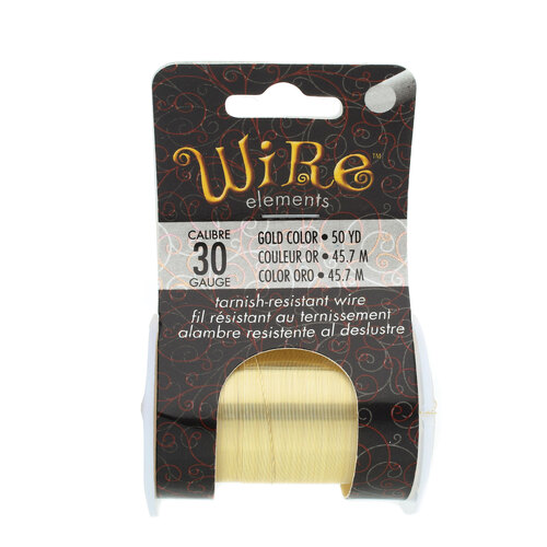 Tarnish Resistant Medium Temper Gold 30 Gauge Round Wire - 50yd / 45m Roll - NTW30G