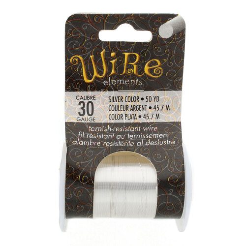 Tarnish Resistant Medium Temper Silver 30 Gauge Round Wire - 50yd / 45m Roll - NTW30S