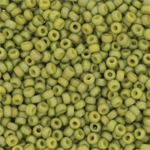 Miyuki 8/0 Rocaille Bead - 8-94697 - Frost Opaque Glaze Rainbow Olive - 100gm Bag