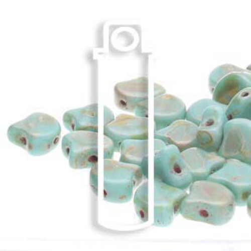 Ginko Leaf 7.5mm x 7.5mm - GNK8763130-86805 - Turquoise Green Dark Travertine - 22gm Tube
