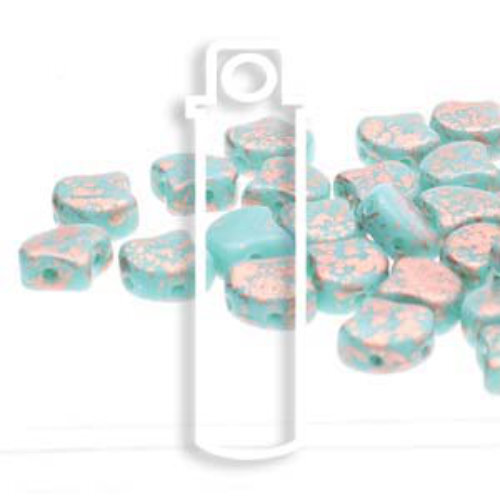 Ginko Leaf 7.5mm x 7.5mm - GNK8763130-94412 - Turquoise Green Copper Splash - 22gm Tube