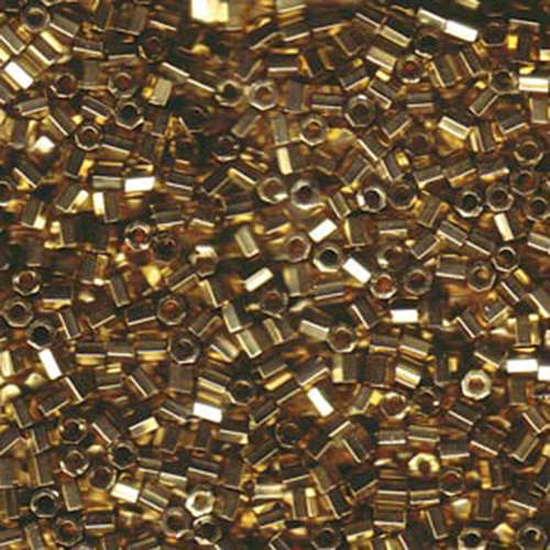 Miyuki 8/0 Delica Hex Cut Bead - DBLC-0034 - Light Gold 24K Plated - 50gm Bag