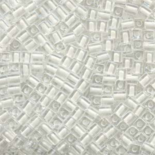 Miyuki 4mm (SB4) Square Bead - SB4-1104 - White Lined Crystal - 250gm Bag