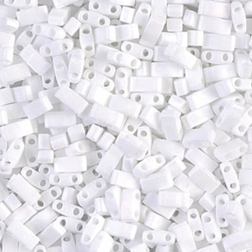 Miyuki Half Tila Bead - TLH0402FR - Matte Opaque White AB - 50gm Bag