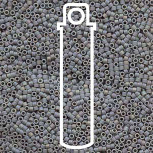 Miyuki 11/0 Delica Bead - DB882 - Matte Opaque Grey AB - 6.5gm Tube